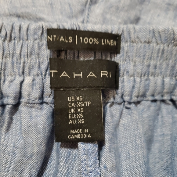 Tahari Blue 100% Linen High Waisted Shorts size XS - Picture 4 of 5